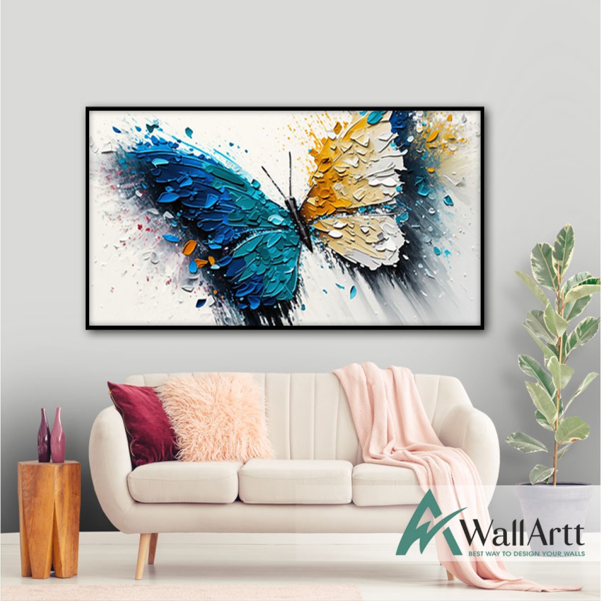 Abstract Colorful Butterfly 3d Heavy Textured Partial Oil Painting